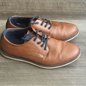 Nordstrom Boys Brown Oxford Dress Shoes Youth Size 1M Lace Up Cognac School Form